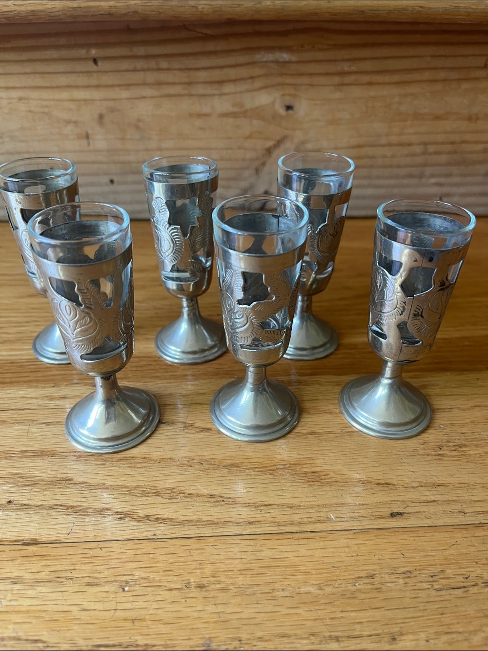 Taxco Sterling Cordial Glasses: set of six, 3.5”